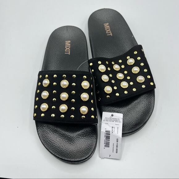 MixIt Womens Embellished Pearl Style Pool Slide Shoes Sz 7 - Picture 7 of 10